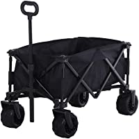 Outsunny Carro de Playa Plegable con Ruedas Delanteras Giratorias 360° y Asa Telescópica 108x53x59-89 cm Negro